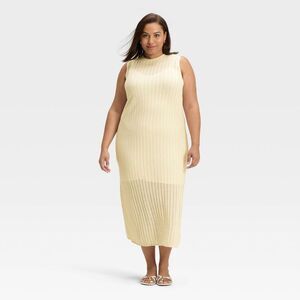 A New Day - Women's Pointelle Maxi Sweater Dress - A New Day C Cream